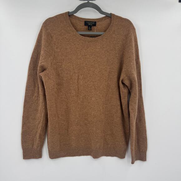 NWOT Charter Club Women XL Crewneck Long Sleeve Cashmere Brown Pullover Sweater - Picture 2 of 7